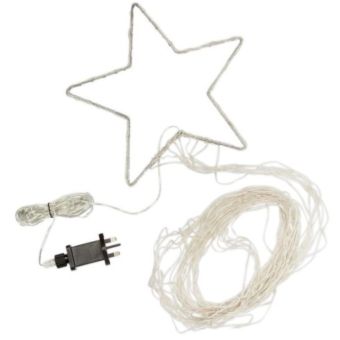 Shooting Star LV Warm White Christmas Lights 3m – Cascading Multi-Function LED Display with Metal Star Topper and 8m Lead Wire