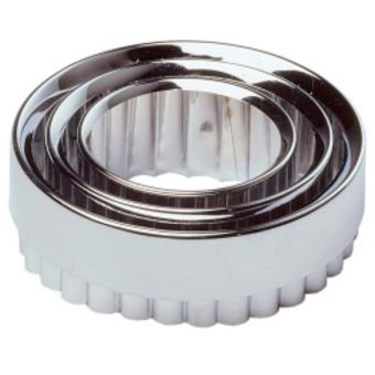 Chef Aid Metal Pastry Cutters Set of 3 – Round Crinkle-Edge Baking Tools for Pastry and Fondant