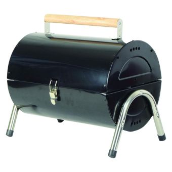Redwood Portable Barrel Charcoal Barbecue with Dual Grilling Functions – Compact Steel Design
