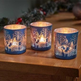 Wonderland T-Light Holders 3 Pack – Sapphire Blue