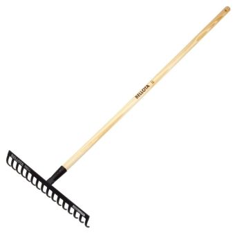 Bellota 18 Tooth Rake with Wooden Handle for Soil Preparation, Levelling, and Lawn Care