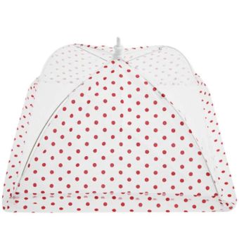 Tala Gingham Food Cover 30.5cm – Vintage Red and White Foldable Mesh Protector for Picnics and Outdoor Dining