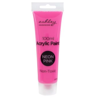 Ashley Acrylic Paint 100ml Neon Pink – Non-Toxic Fast Drying Water-Based Craft Paint
