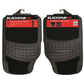 Blackspur Universal Car Floor Mat Set - Heavy Duty Trim-to-Fit Carpet Mats with Anti-Slip Backing