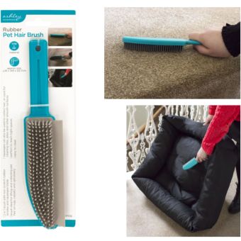 Ashley 2-in-1 Rubber Pet Hair Brush with Squeegee Blade for Carpets and Upholstery