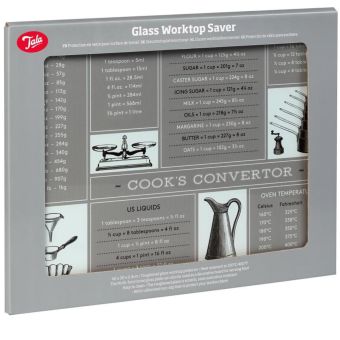 Tala Conversion Glass Worktop Saver – Heat Resistant Toughened Glass Surface Protector with Kitchen Measurement Guide