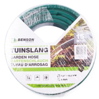 Benson Garden Hose 15m Green – 3 Layer Reinforced Water Hose 8 Bar Pressure with 1/2 Inch Connection