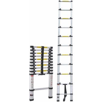 Protool 2.9m Telescopic Extension Ladder – Compact and Safe 10 Rung Aluminum Design