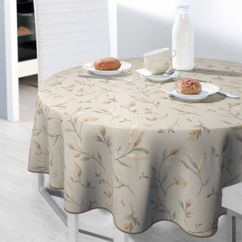 Autumn Whisper Round Oilcloth Tablecloth – 160cm Pre-Packed Wipe Clean Design