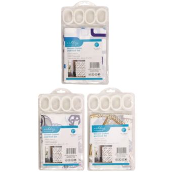 Ashley Shower Curtain and Hook Set – Waterproof PEVA Bathroom Curtain with 12 Hooks