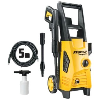 F.F. Group 1400W Cold Water High Pressure Washer – 100 Bar, 330 LH, Portable Power Cleaner with Aluminum Pump and Total Stop System