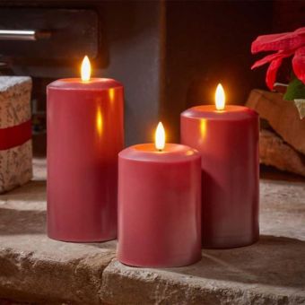 Faux Flame Pillar Candle 15cm - Red LED Table Candle I Each