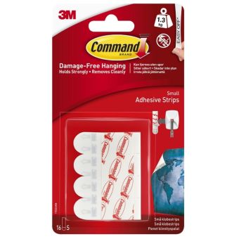 Command Small Adhesive and Refill Strips16 Pack Damage-Free Indoor Wall Hanging Strips I 1.3kg Capacity