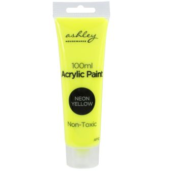 Ashley Acrylic Paint 100ml Neon Yellow– Non-Toxic Fast Drying Water-Based Craft Paint