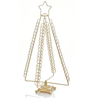 Gold Metal Christmas Tree Greetings Card Holder 50cm I Freestanding Festive Card Display for up to 80 Cards
