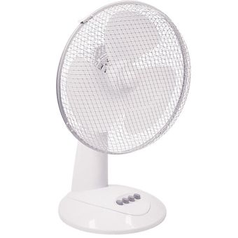 Prem-I-Air 12-Inch 40W 3-Speed Plastic Desk Fan with Oscillation White EH1522