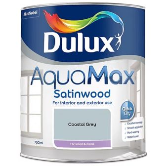 Dulux AquaMax Satinwood Coastal Grey Metal and Wood Paint 750ml