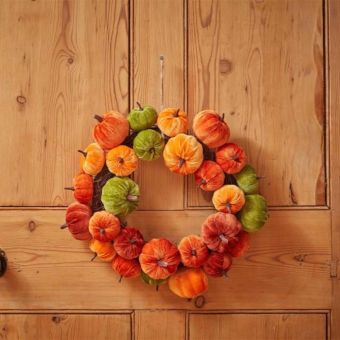 MiniKin Pumpkin Wreath 40cm – Plush Pumpkin Autumn and Halloween Indoor Decoration