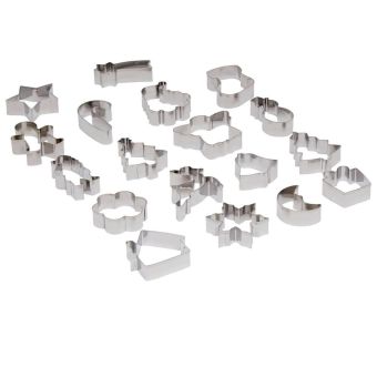 18-Piece Stainless Steel Christmas Cookie Cutter Set – Festive Baking Shapes for Biscuits and Pastries