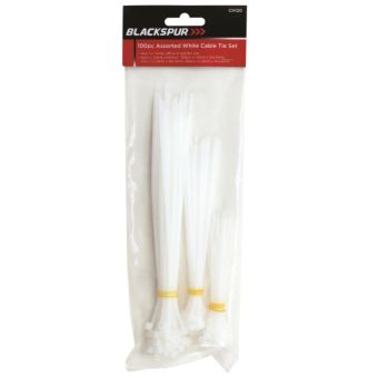 Blackspur White Assorted Cable Tie Set 100 Piece – Self Locking Nylon Ties
