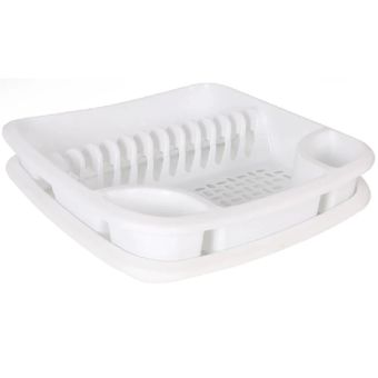 Bloom White Dish Drainer with Band 40 x 39 x 9.3cm – Compact and Stylish Dish Drying Rack