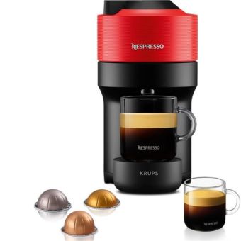 Nespresso by Krups Vertuo Pop XN920540 Smart Coffee Machine Red – 4 Cup Sizes, 19 Bar Pressure, One-Touch Brewing