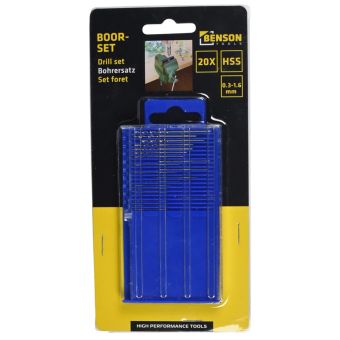 Benson HSS Micro Drill Bit Set 0.3 mm to 1.6 mm – Precision Mini Drill Set I 20 Piece