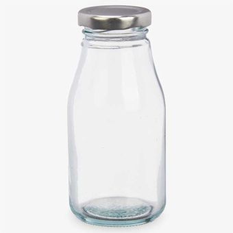 Glass Bottle with Silver Cap 250ml – Premium Mini Glass Storage Bottle for Oils, Juices and Dressings