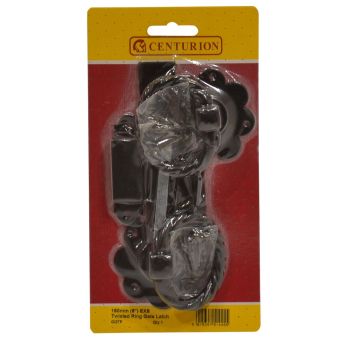Centurion Classic Twisted Ring Gate Latch – 150mm Epoxy Black for Secure and Stylish Garden Gates