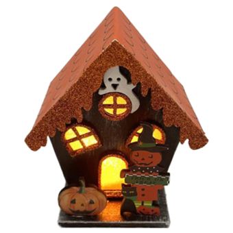 Halloween LED Pumpkin Trick or Treat Decorative House – Light Up Spooky Ornament 11 x 9.5 x 7cm