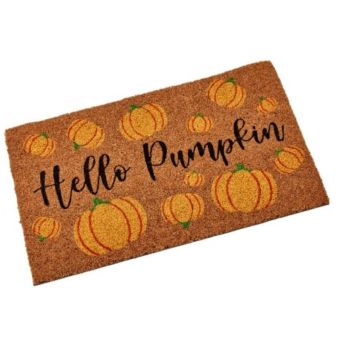 Hello Pumpkin Decoir Mat 40x60cm – Autumn Coir Door Mat with Slip Resistant PVC Backing