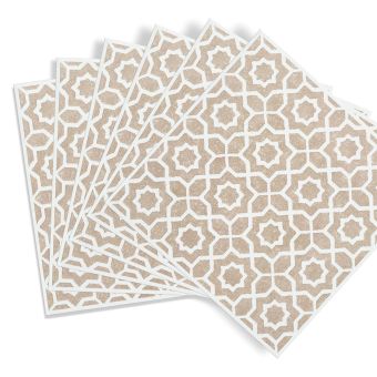 D-C-Fix Lina Beige & White Self-Adhesive Vinyl Wall Tiles 15.25cm x 15.25cm Pack of 6 – Moroccan Style Waterproof Splashback