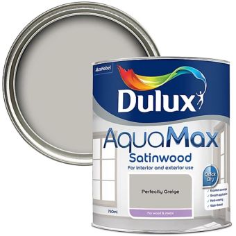Dulux AquaMax Satinwood Perfectly Greige Metal and Wood Paint 750ml