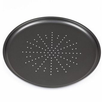 Prochef Essentials 12" Round Non-Stick Pizza Tray with Holes – Carbon Steel Bakeware