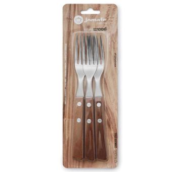 Natura 3 Piece BBQ Forks Set with Wooden Handles – Durable Stainless Steel Barbecue Tools