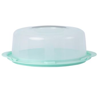 Wham Plastic Round Cake and Cheese Dome 10cm Turquoise and Clear with Handle