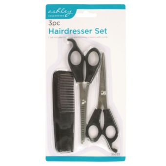 Ashley 3 Piece Hairdresser Set – Trimming and Thinning Scissors with Comb