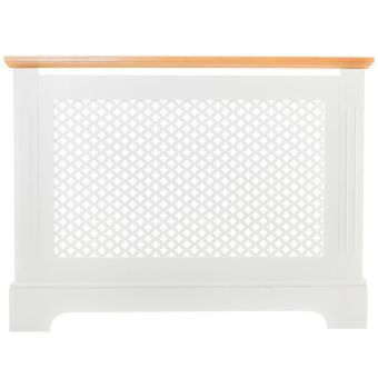 Tema Georgian Small Radiator Cover White and Oak Veneer with Removable Grill and Easy Assembly