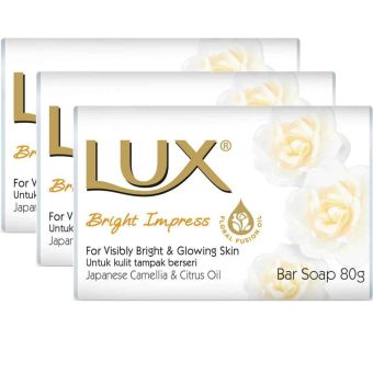 Lux Bright Soap 3 Pack 80g – Brightening Beauty Soap Bars with Creamy Lather for Radiant, Smooth and Fresh Skin