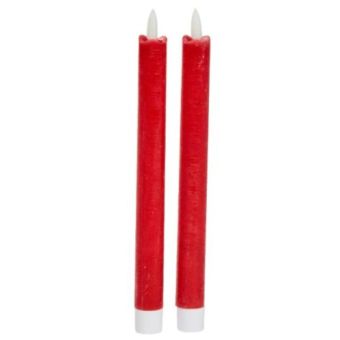 Faux Flame LED Table Candles Red 2 Pack – Elegant Traditional Centrepiece 25cm