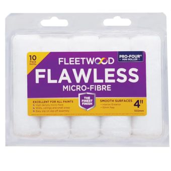 Fleetwood Flawless 4 Inch Microfibre Sleeve 10 Pack – Premium Roller Sleeves for Smooth Paint Finishes