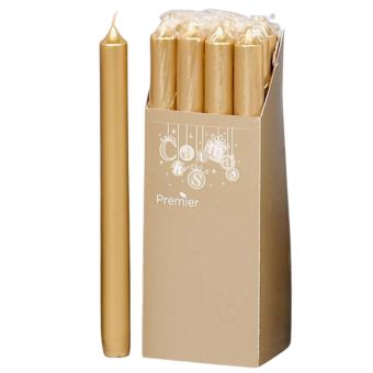 Premier Gold Dinner Candles I Pack of 12 Elegant Taper Candles for Dining and Decoration