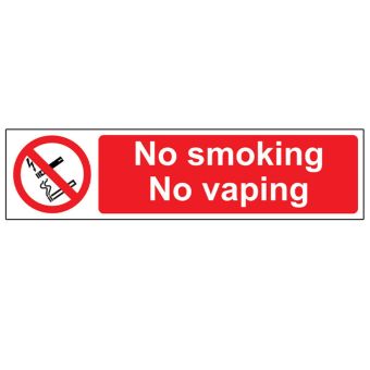 No Smoking No Vaping Sign – Self Adhesive Polypropylene 200mm x 50mm