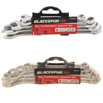 Blackspur 5 Piece Combination Spanner Set – Metric Drop Forged Carbon Steel