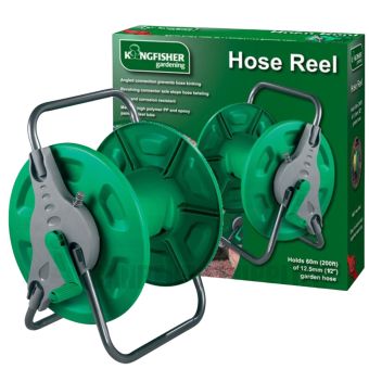 Kingfisher Wall Mounted Hose Reel – Stores Up to 60m Half Inch Hose with Rust-Resistant Steel Frame