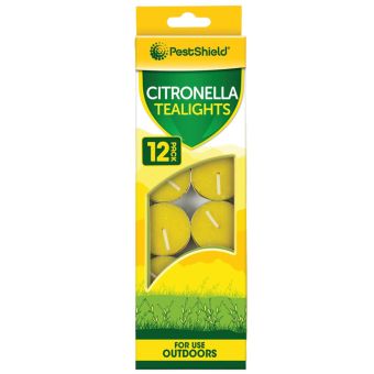 PestShield Citronella Tealights 12 Pack – Outdoor Insect Repellent Candles for Gardens and Patios