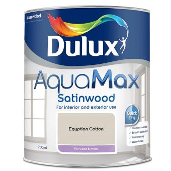 Dulux AquaMax Egyptian Cotton Satinwood Paint 750ml – For Wood and Metal