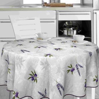Round Pre-Packed Oilcloth – Lavender Pattern Tablecloth 160cm