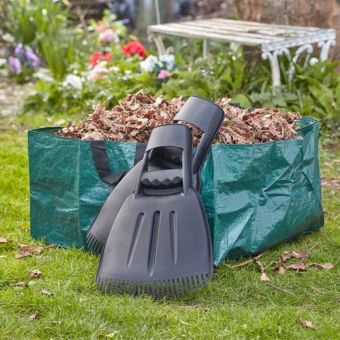 Garden Tidy Set with Jumbo Leaf Grabbers and SmartBag – Outdoor Leaf and Debris Collection Kit