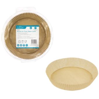 Ashley Round Air Fryer Paper Liners 20cm I 50 Pack – Disposable Non-Stick Greaseproof Heat Resistant